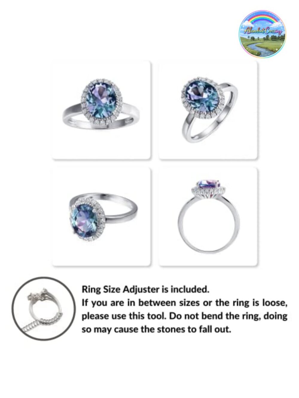 Sterling Silver Alexandrite Ring Oval Halo Engagement June Birthstone - Picture 2 of 6